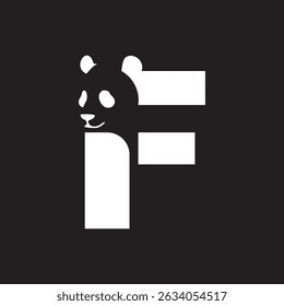 Initial F Panda logo icon vector design template, logo for brand and etc