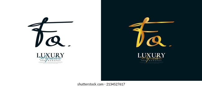 Initial F and Q Logo Design in Elegant Gold Handwriting Style. FQ Signature Logo or Symbol for Wedding, Fashion, Jewelry, Boutique, and Business Identity