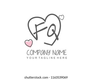 Initial F Q with love logo template vecor