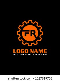 Initial F & R gear logo template vector