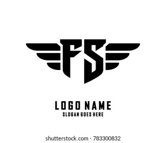 Initial F & S wing logo template vector
