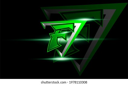 Initial F with shield, vector initial letter monogram esport, twitch and gaming logo template