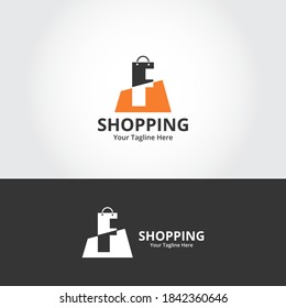 Initial  F Shop Logo designs Template. Illustration vector graphic of  letter and shop bag combination logo design concept. Perfect for Ecommerce,sale, discount or store web element. Company emblem