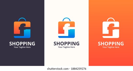 Initial  f Shop Logo designs Template. Illustration vector graphic of  letter and shop bag combination logo design concept. Perfect for Ecommerce,sale, discount or store web element. Company emblem