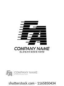 Initial F A speed line logo template vector