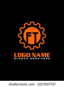 Initial F & T gear logo template vector