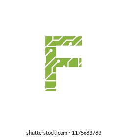 Initial F with technology logo concepts template vector