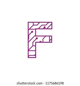 Initial F with technology logo concepts template vector