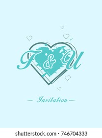 Initial F & U wedding invitation logo template vector