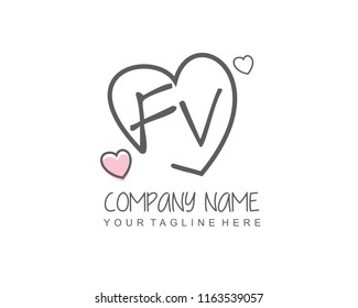 Initial F V with love logo template vecor
