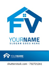 Initial F & V real estate logo template vector