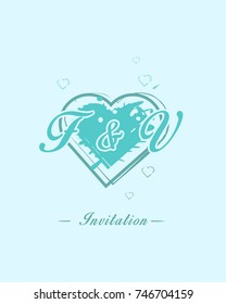 Initial F & V wedding invitation logo template vector
