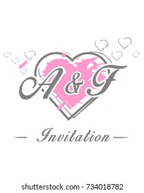 Initial A & F wedding invitation logo template vector