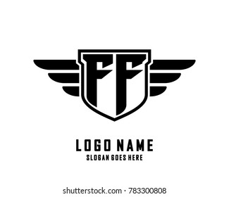 Initial F & F wing logo template vector