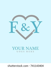 Initial F & Y with love background logo template vector