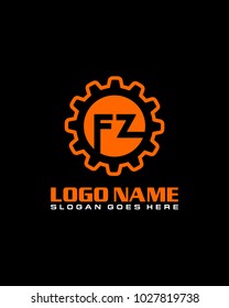 Initial F & Z gear logo template vector