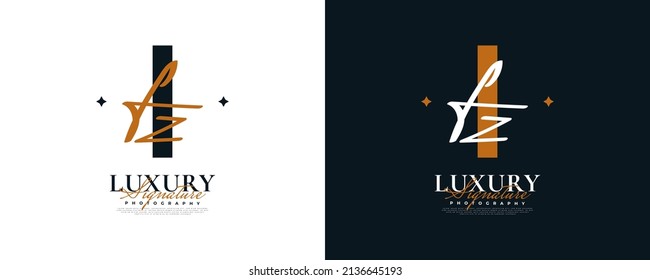 Diseño inicial de los logotipos F y Z en un estilo elegante y minimalista de escritura a mano. Firma FZ logotipo o símbolo para matrimonio, moda, joyería, boutique e identidad de negocios