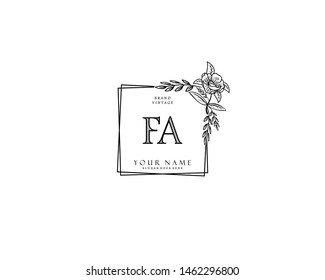 Initial FA beauty monogram and elegant logo design, handwriting logo of initial signature, wedding, fashion, floral and botanical with creative template.