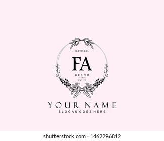 Initial FA beauty monogram and elegant logo design, handwriting logo of initial signature, wedding, fashion, floral and botanical with creative template.