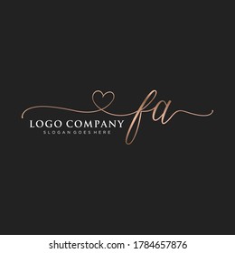 Initial FA beauty monogram and elegant logo design, handwriting logo of initial signature, wedding, fashion, floral and botanical with creative template.