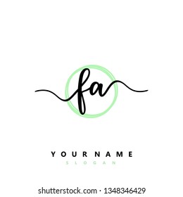 Initial FA handwriting logo