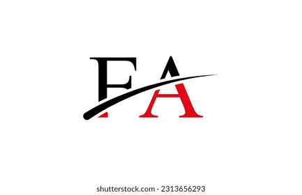 Initial FA letter Logo With Swoosh Design Graphic Vector Template for Business and Company Identity.