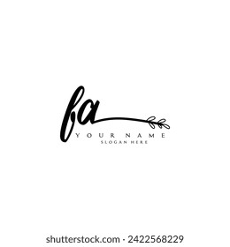 Initial FA logo handwriting floral typography ornament