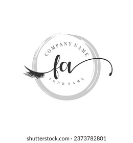 Initial FA monogram eye and eyelash handwriting