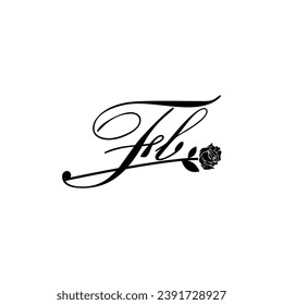 Initial FB handwriting flower typography ornament modern
