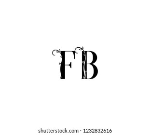 Initial FB Letter Linked Organic Flourishes Monogram Logotype