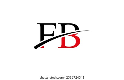 Initial FB letter Logo With Swoosh Design Graphic Vector Template for Business and Company Identity.