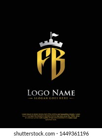 initial FB letter with shield style logo template vector