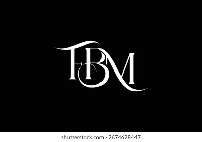 Diseño inicial del logotipo de la letra FBM. Diseño elegante del logotipo del monograma con los Elementos decorativos y la tipografía