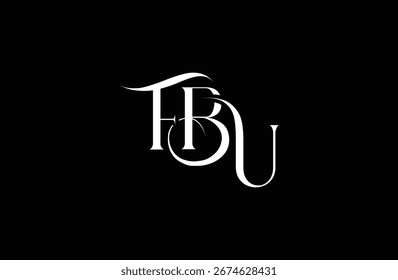 Diseño inicial del logotipo de la letra FBU. Diseño elegante del logotipo del monograma con los Elementos decorativos y la tipografía