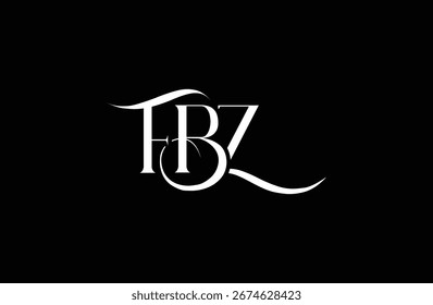 Diseño inicial del logotipo de la letra FBZ. Diseño elegante del logotipo del monograma con los Elementos decorativos y la tipografía