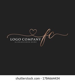 Initial FC beauty monogram and elegant logo design, handwriting logo of initial signature, wedding, fashion, floral and botanical with creative template.