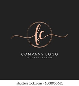 Initial FC beauty monogram and elegant logo design, handwriting logo of initial signature, wedding, fashion, floral and botanical with creative template.