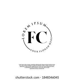 Monograma inicial de belleza FC y diseño elegante de logotipo, logotipo de escritura a mano de firma inicial, boda, moda, floral y botánica con plantilla creativa.