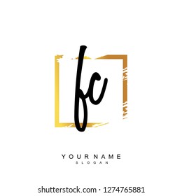Initial FC handwriting logo vector