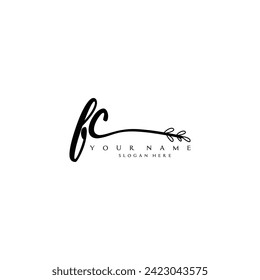 Initial FC logo handwriting floral typography ornament