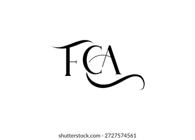 Ursprüngliches Logo-Design für kreative FCA-Buchstaben. Elegantes Monogramm-Logo-Design mit dekorativen Elementen und Typografie