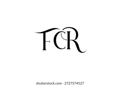 Diseño inicial del logotipo de la carta creativa de FCR. Diseño elegante del logotipo del monograma con los Elementos decorativos y la tipografía