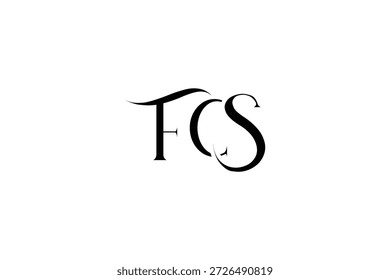 Diseño inicial del logotipo de la carta creativa de FCS. Diseño elegante del logotipo del monograma con los Elementos decorativos y la tipografía