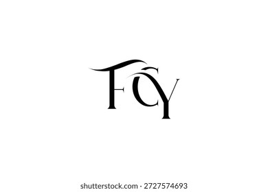 Diseño inicial del logotipo de la carta creativa de FCY. Diseño elegante del logotipo del monograma con los Elementos decorativos y la tipografía