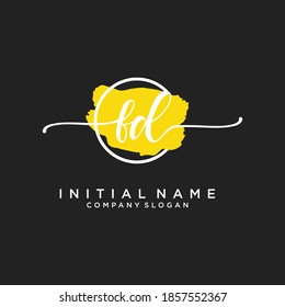 Initial FD beauty monogram and elegant logo design, handwriting logo of initial signature, wedding, fashion, floral and botanical with creative template.