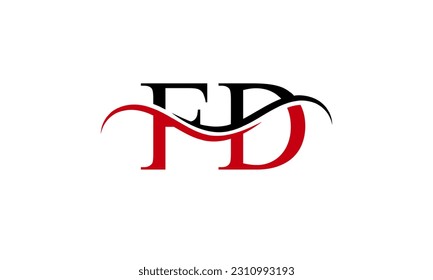 Logo de la carta inicial de FD con plantilla de vectores gráficos de diseño Swoosh para identidad de empresa y empresa.