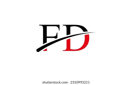 Initial FD letter Logo With Swoosh Design Graphic Vector Template for Business and Company Identity.