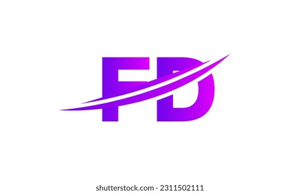 Initial FD letter Logo With Swoosh Design Graphic Vector Template for Business and Company Identity.