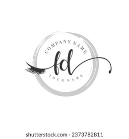 Initial FD monogram eye and eyelash handwriting