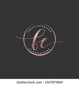 Initial FE beauty monogram and elegant logo design, handwriting logo of initial signature, wedding, fashion, floral and botanical with creative template.